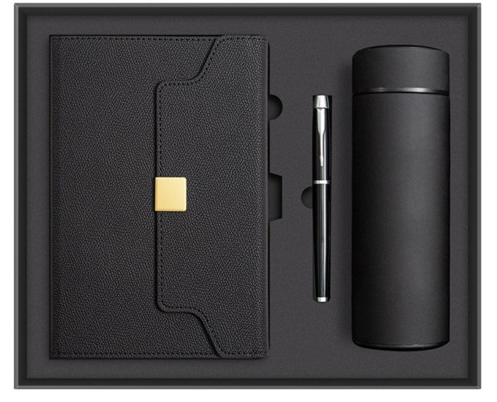 Personalized Vintage Gift Set – Leather Notebook, Pen & Insulated Bottle in Premium Gift Box