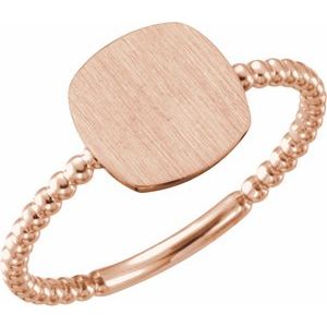 14K Rose Gold Be Posh�� Engravable Beaded Signet Ring