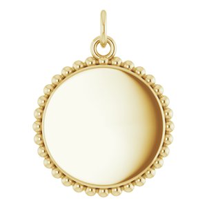 Vermeil Engravable Beaded Disc Charm/Pendant