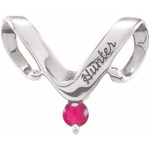 Continuum Sterling Silver 1-Stone Engravable Family Slide Pendant Mounting