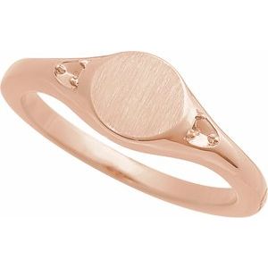10K Rose Gold 2 mm Round Accented Signet Ring Mounting