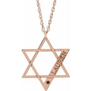 Personalized Imitation Mozambique Garnet Star of David 18" Necklace