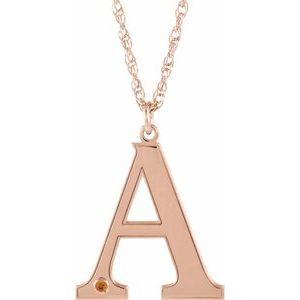 Engravable Imitation Citrine Initial A 18" Necklace
