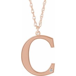 Engravable Imitation Diamond Initial C 18" Necklace