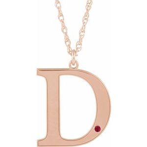 Engravable Imitation Ruby Initial D 18" Necklace