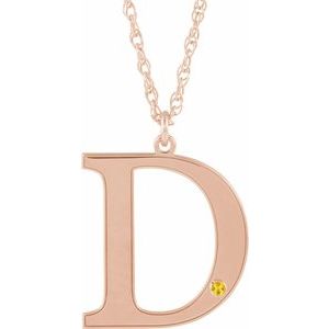 Engravable Imitation Citrine Initial D 18" Necklace