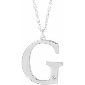 Engravable Imitation Diamond Initial G 18" Necklace