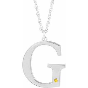 Engravable Imitation Citrine Initial G 18" Necklace