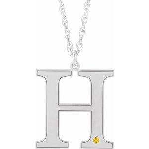 Engravable Imitation Citrine Initial H 18" Necklace