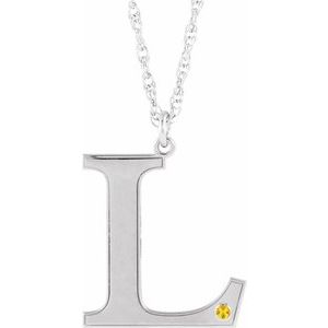 Engravable Imitation Citrine Initial L 18" Necklace