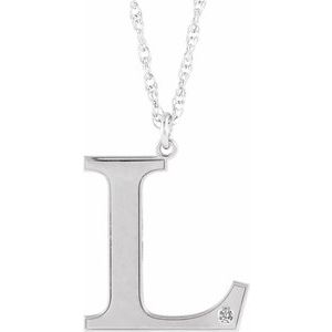 Engravable Imitation Diamond Initial L 18" Necklace
