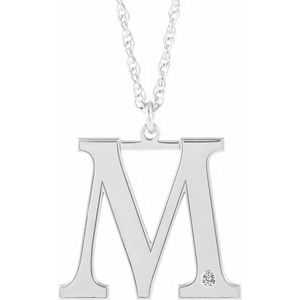 Engravable Imitation Diamond Initial M 18" Necklace