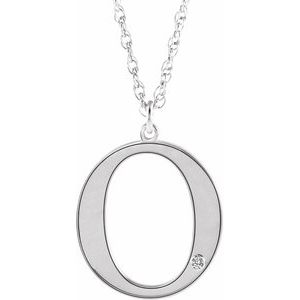 Engravable Imitation Diamond Initial O 18" Necklace