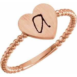 14K Rose Gold Be Posh�� Engravable Beaded Signet Ring