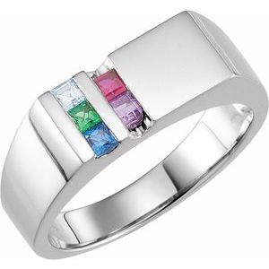 Platinum 5-Stone Engravable Family Signet Ring Mounting