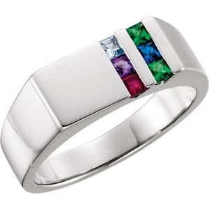 Platinum 6-Stone Engravable Family Signet Ring Mounting