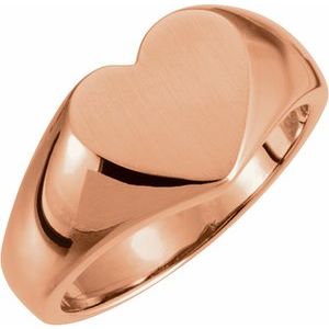 18K Rose Gold Heart Signet Ring