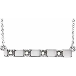 Platinum 4-Stone Family Engravable Bar 16-18" Necklace Mounting