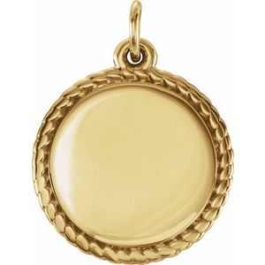 Vermeil Engravable Round Rope Pendant
