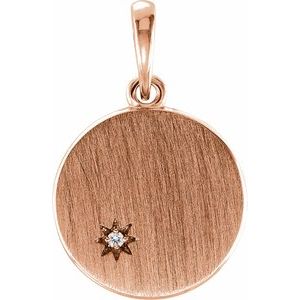 .005 CT Natural Diamond Engravable Pendant