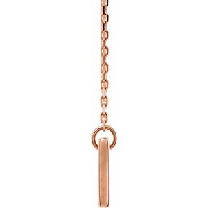 14K Rose Gold .03 CT Natural Diamond Engravable Bar 17" Necklace