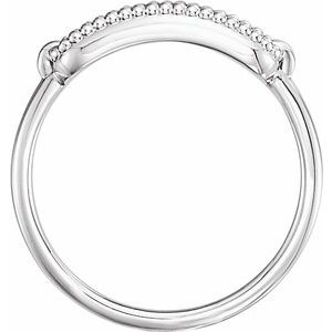Platinum 15x6 mm Rectangle Beaded Signet Ring