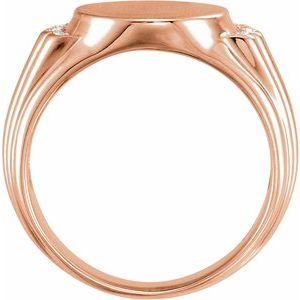 14K Rose Gold .07 CTW Natural Diamond 14.5x13 mm Oval Signet Ring