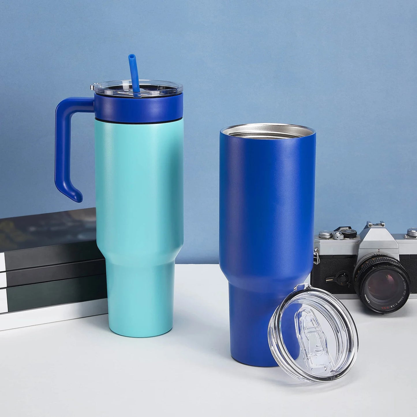Customizable 40z Tumbler with Removable Handle