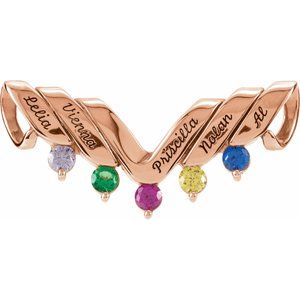 18K Rose Gold 5-Stone Engravable Family Slide Pendant Mounting