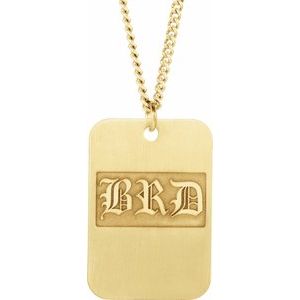 3-Initial Monogram Dog Tag 20" Necklace