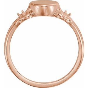 14K Rose Gold 1.5 mm Round 12x8 mm Oval Fleur-de-lis Signet Ring