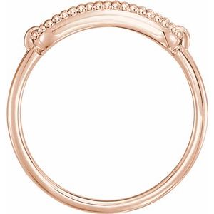 14K Rose Gold 15x6 mm Rectangle Beaded Signet Ring