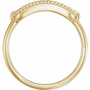 14K Yellow Gold 15x6 mm Rectangle Beaded Signet Ring