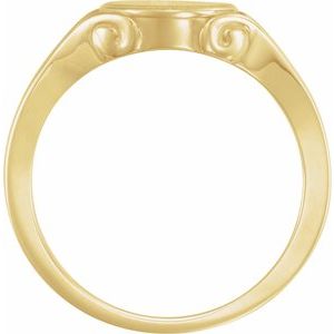 14K Yellow Gold 12x10 mm Oval Signet Ring