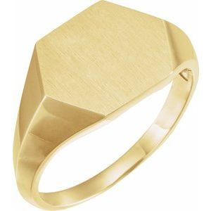 14 mm Hexagon Signet Ring