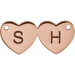 14K Rose Gold Engravable Double Heart Necklace Center