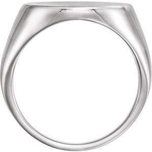 14K White Gold Round Signet Ring