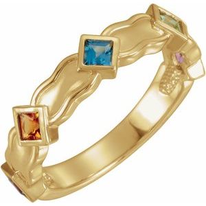 18K Yellow Gold 5-Stone Family Engravable Ring Mounting