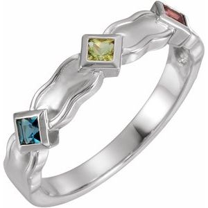 18K Palladium White Gold 3-Stone Family Engravable Ring Mounting