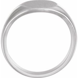 14K White Gold 12.5x10.5 mm Oval Signet Ring