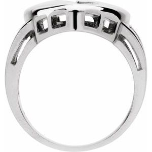 18K Palladium White Gold 1-Stone Engravable Family Heart Ring Mounting