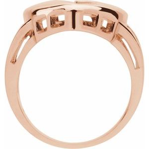 10K Rose Gold 1-Stone Engravable Family Heart Ring Mounting