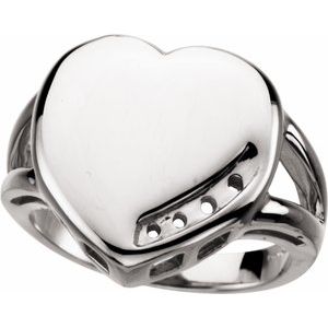 Platinum 4-Stone Engravable Family Heart Ring Mounting