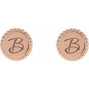 14K Rose Gold Engravable Beaded Earrings