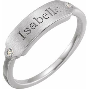 14K White Gold .03 CTW Natural Diamond 18x5 mm Signet Ring
