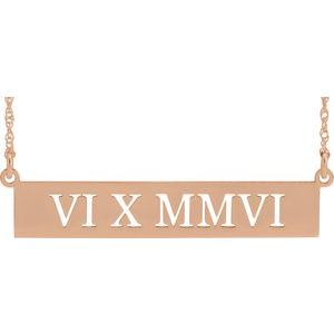 Pierced Roman Numeral Date 18" Necklace