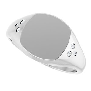 Platinum 10.8x10.2 mm Square Accented Signet Ring Mounting