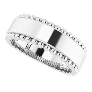 Sterling Silver Engravable Beaded Ring