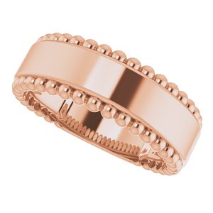 14K Rose Gold Engravable Beaded Ring