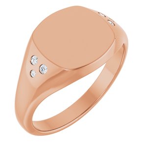 10.8x10.2 mm Square Accented Signet Ring Mounting